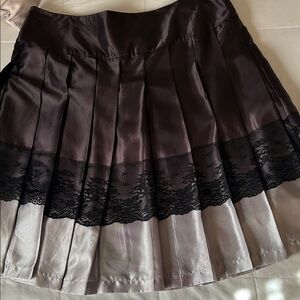 Worthington Black and Gray A-Line Skirt with Lace Trim